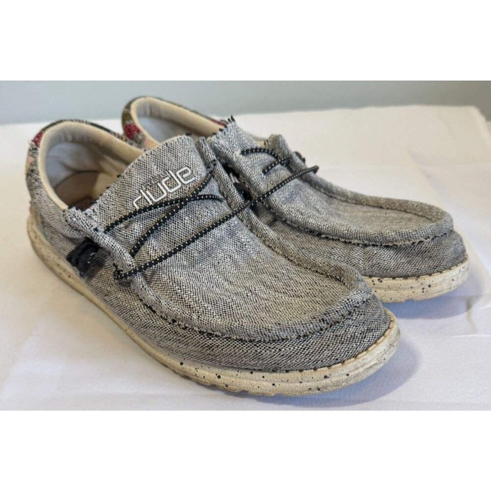 Hey Dude Wally Funk Casual Shoes Ento Gray Mens 11 Aztec Stretch Comfort Loafer - Picture 3 of 9